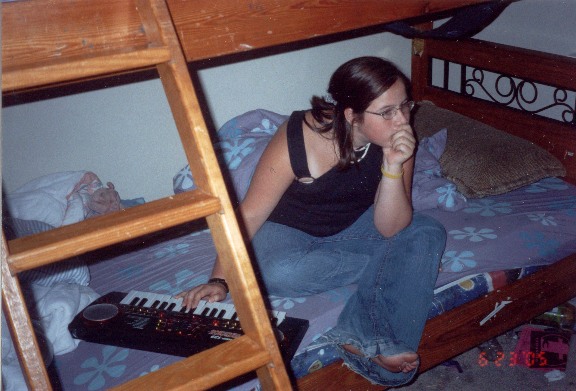 Megan on the keyboard